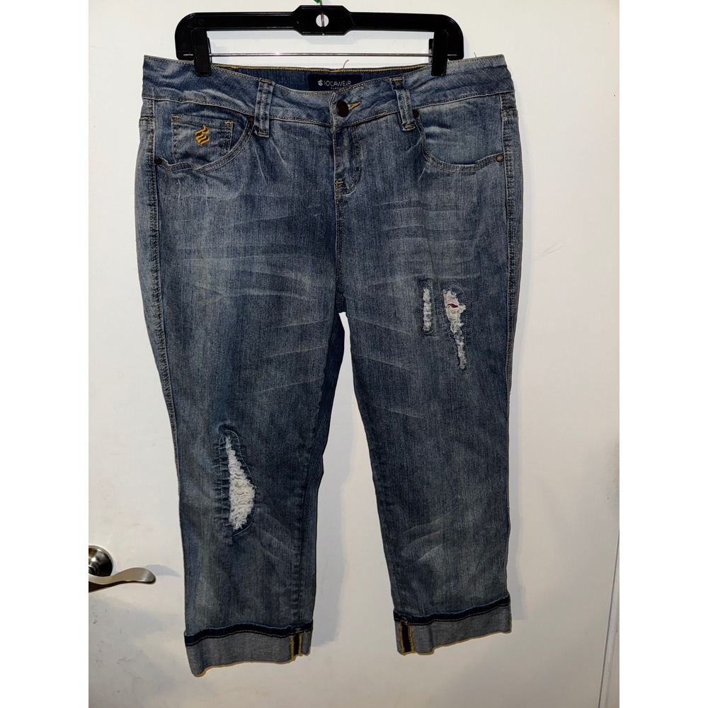 Y2K Vintage Rocawear Women's Capris Jeans Distressed Ripped Jeans - Picture 2 of 7